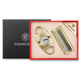 Coffret Cigares 2 Pièces : Briquet Coupe-Vent Flamme Droite et Coupe-Cigare en Alliage Affuté Cigarloong