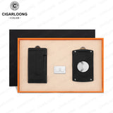 Allume-Cigare en Métal, Ensemble Coupe-Vent à Jet Droit, Lame Lisse, Coupe-Cigare, 2 Pièces Cigarloong
