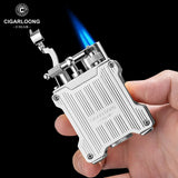 Allume-Cigare à Flamme Droite Double Bleue, Fenêtre Visible, Puissance de Feu Réglable Cigarloong