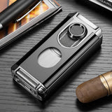 Allume-Cigare Multifonction Portable Pratique 3 en 1, Trois Flammes Droites Lisses, Porte-Ciseaux en V - Cigarium™