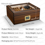 Humidor Cèdre Espagnol, Boîte avec Hygromètre, Étagères de Rangement, Grande Capacité Cigarloong