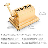 Coupe-Cigare de Bureau de Luxe, Ciseaux Inox, 4 Trous, Guillotine Boîte en Bois Cigarloong