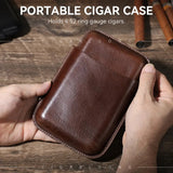 Étui à Cigares Vintage en Cuir Véritable, 4 Places Cigarloong