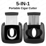 Ensemble d'Outils à Cigares 5 en 1, Coupe-Cigares Inox Supérieur, Coupe Plate, Coupe en V, Poinçon, Support Cigarloong