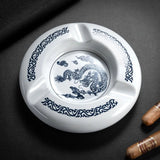 Cendrier en Céramique à Motif Unique, Grand Diamètre, Trois Rainures Cigarloong