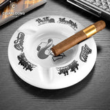 Cendrier en Céramique à Motif Unique, Grand Diamètre, Trois Rainures Cigarloong