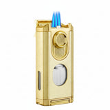 Allume-Cigare Multifonction Portable Pratique 3 en 1, Trois Flammes Droites Lisses, Porte-Ciseaux en V - Cigarium™