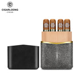 Étui à Cigares en Cuir, 4 Paquets, Doublure Bois de Cèdre, Joint Magnétique Cigarloong