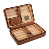 Boîte à Cigares Humidificateur Portable, Étui en Cuir de Voyage, Bois de Cèdre Cigarloong