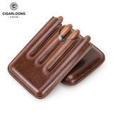 Étui à Cigares Vintage en Cuir Véritable, 4 Places Cigarloong