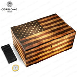 Humidor en Bois de Cèdre Style Rétro, Grande Capacité Cigarloong