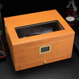 Humidor en Bois Naturel à 2 Zones avec Tiroir à Outils