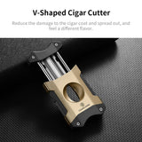 Coupe-Cigare 2 en 1, Porte-Cigare en V, Ciseaux à Lame Tranchante Cigarloong