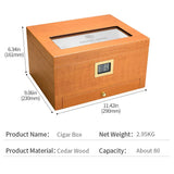 Humidor en Bois Naturel à 2 Zones avec Tiroir à Outils
