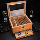 Humidificateur en Bois de Cèdre Naturel, 2 Zones, Finition Piano Cigarloong
