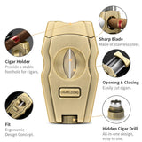 Coupe-Cigare 3 en 1, Coupe en V avec Perceuse Ronde, Porte-Cigare Portable de Voyage Cigarloong