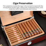 Humidificateur à Cigares Vintage avec Hygromètre, Boîte Élégante Finition Piano, 48 Pièces Cigarloong